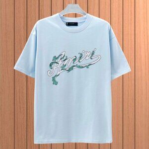 Men's Amiri Round Neck Short Sleeve Blue